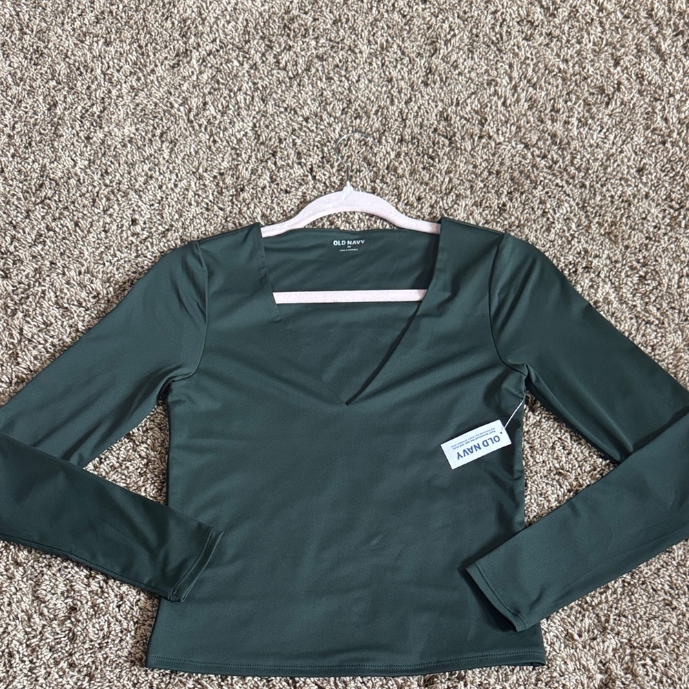 Old Navy Women's Dark Green Long Sleeve Tee